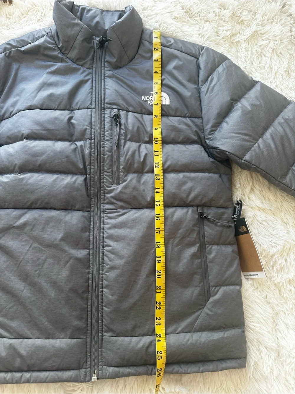 THE NORTH FACE Gray 550 Down Puffer Jacket Men's Small Full Zip Winter Coat NWT